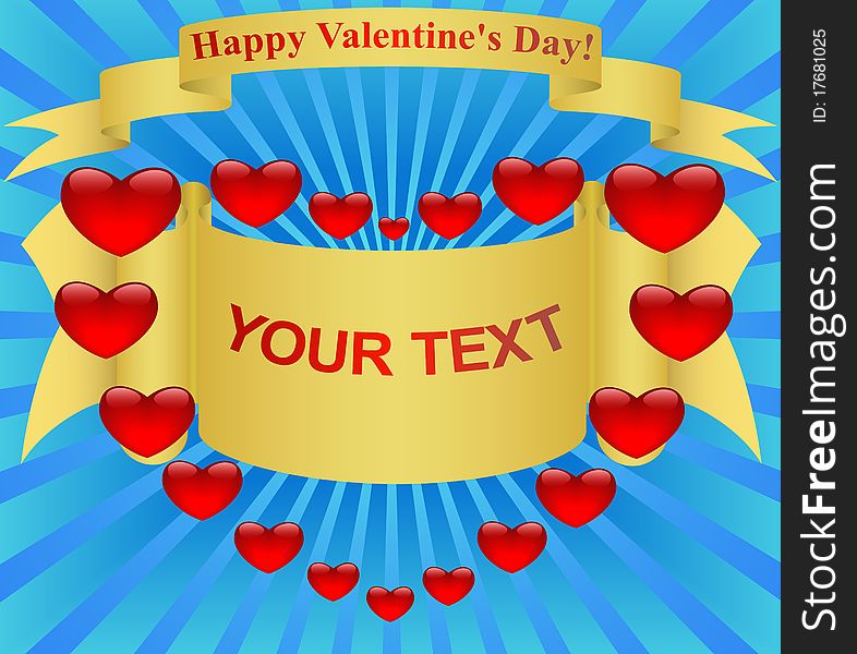Hearts, ribbons and place the text are shown in the picture. Hearts, ribbons and place the text are shown in the picture.