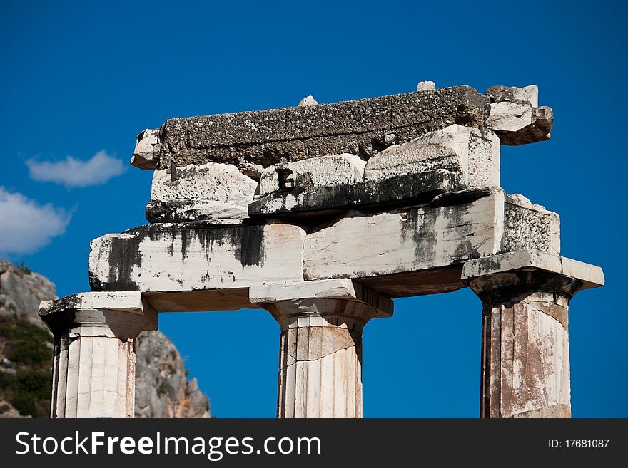 Detail of Athena Pronaia Sanctuary at Delfi, Greece, Balkan. Detail of Athena Pronaia Sanctuary at Delfi, Greece, Balkan