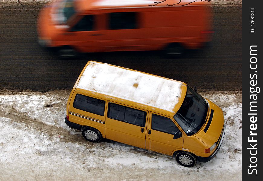 The photography of broken car on the roadside. The photography of broken car on the roadside.