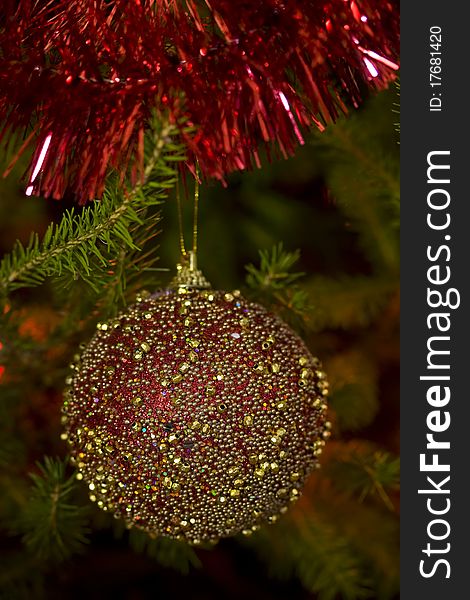 Christmas tree decoration in red. Christmas tree decoration in red