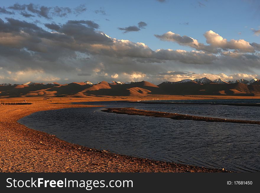 Landscape of mountains and lake in Tibet. Landscape of mountains and lake in Tibet