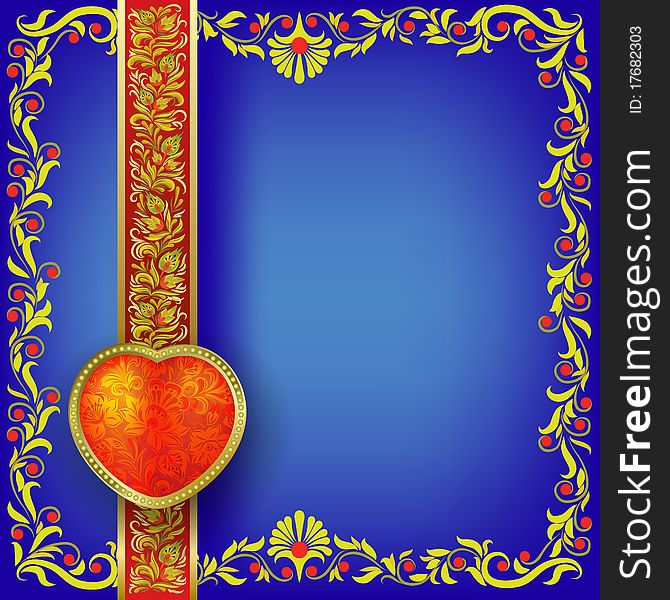 Valentines greeting with heart on blue background. Valentines greeting with heart on blue background