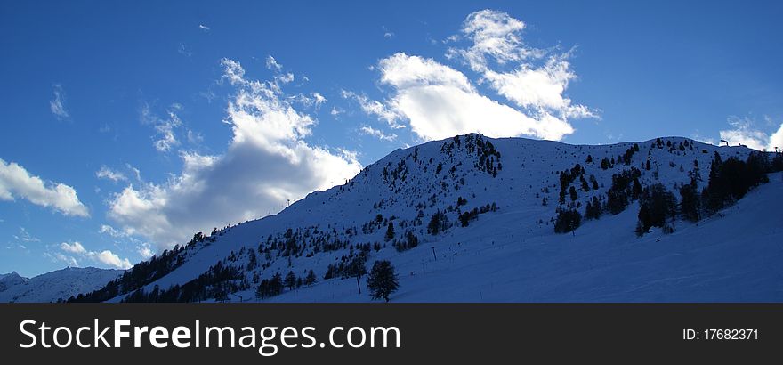 Swiss mountain view at thyon 2000 in the quatre vallées ski area. Swiss mountain view at thyon 2000 in the quatre vallées ski area