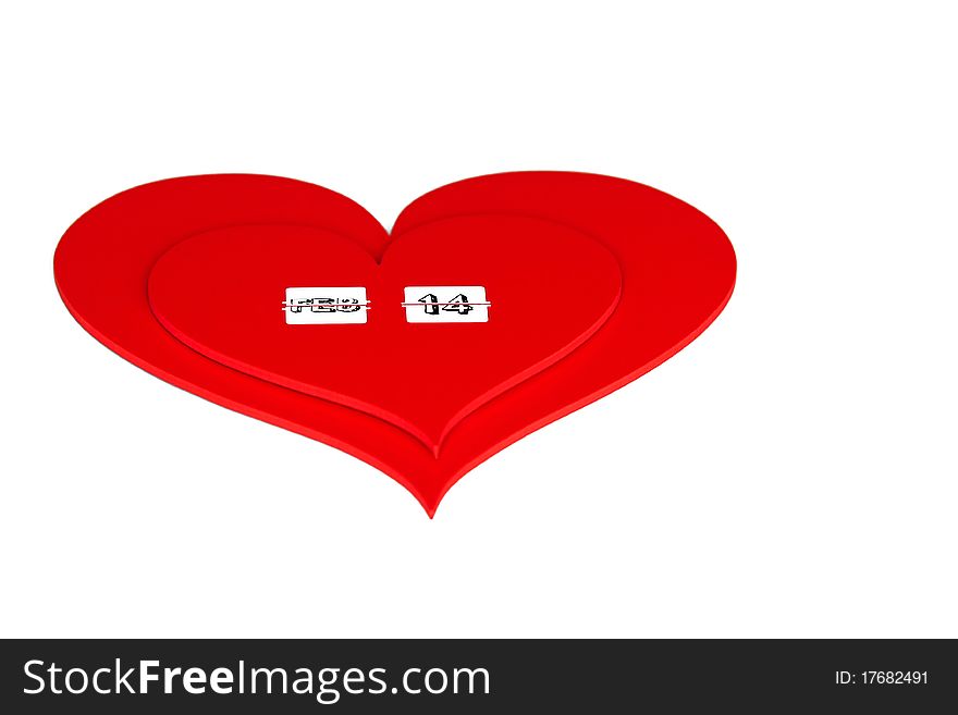 Valentines Day dated in red heart isolated on white. Valentines Day dated in red heart isolated on white