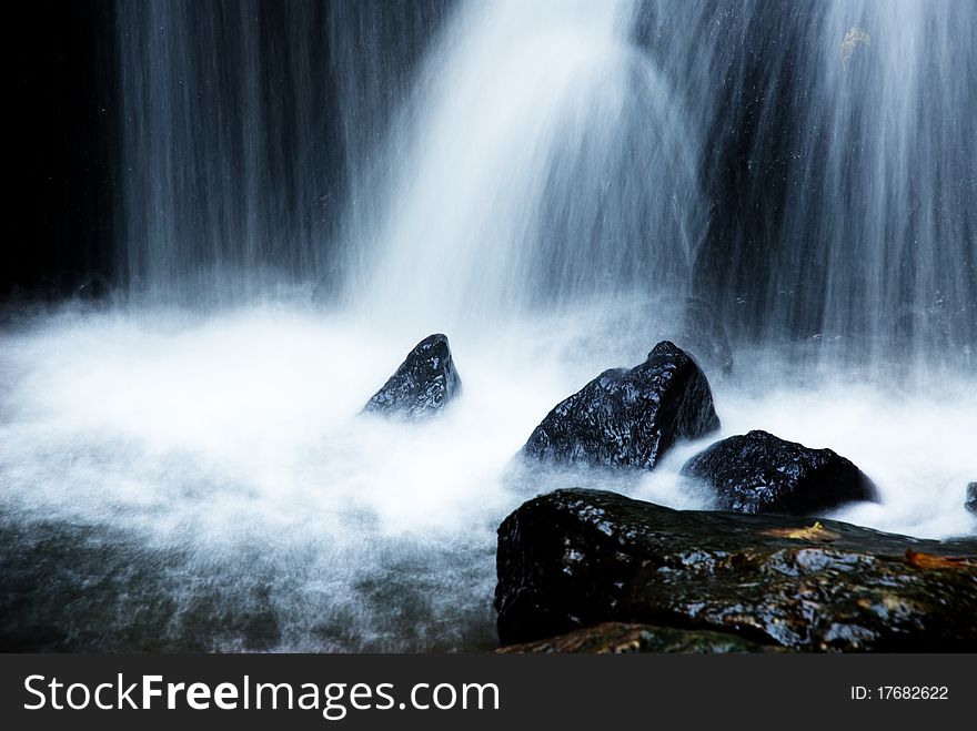 Leaves, water, stone, rock end river. Leaves, water, stone, rock end river