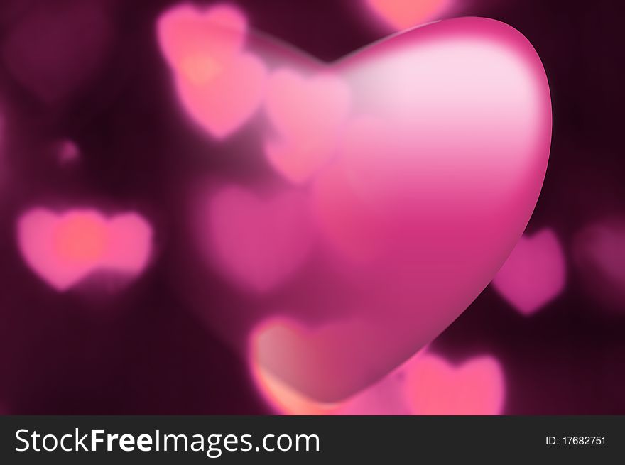 Pink heart fades into out-of-focus hearts