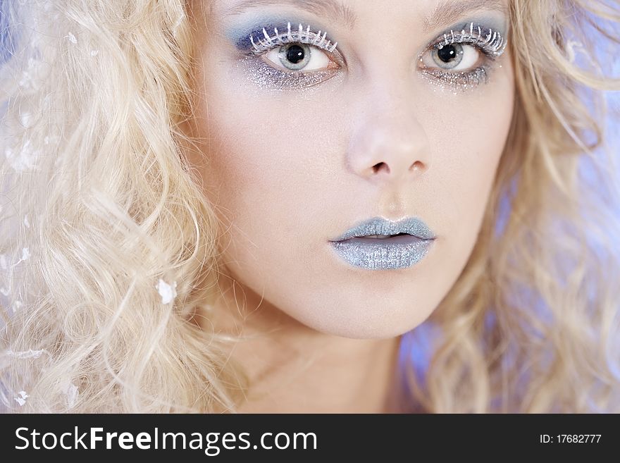 Beautiful Woman With Winter Make-up