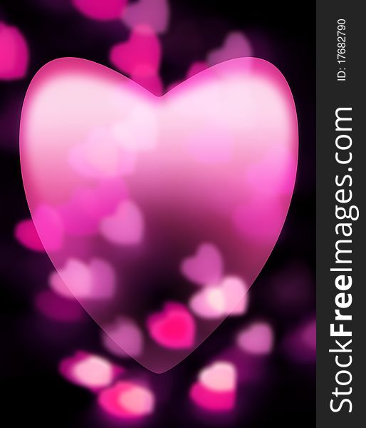 Pink Heart Fades Into Dark Background