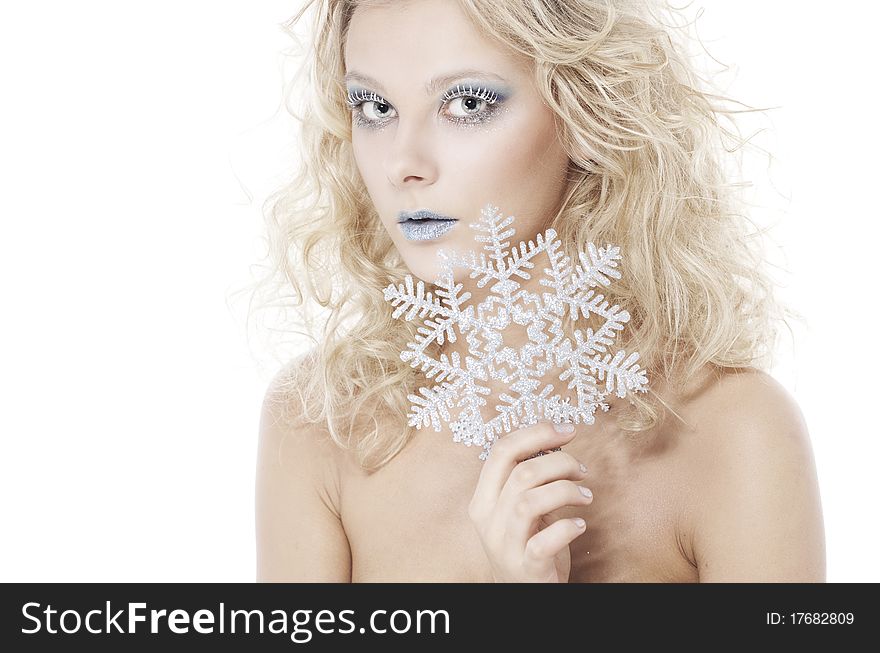 Beautiful woman with winter make-up