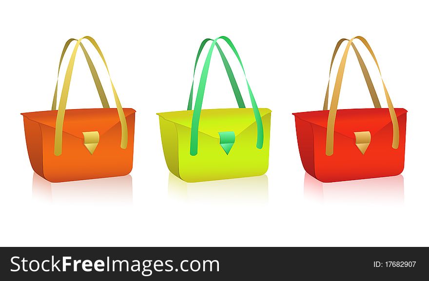 Set of colorful female bags. Set of colorful female bags