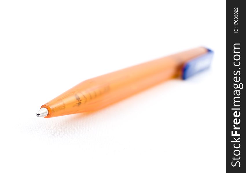Close up of rollerball pen isolated with clipping path on white