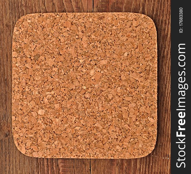 Cork texture on wood background