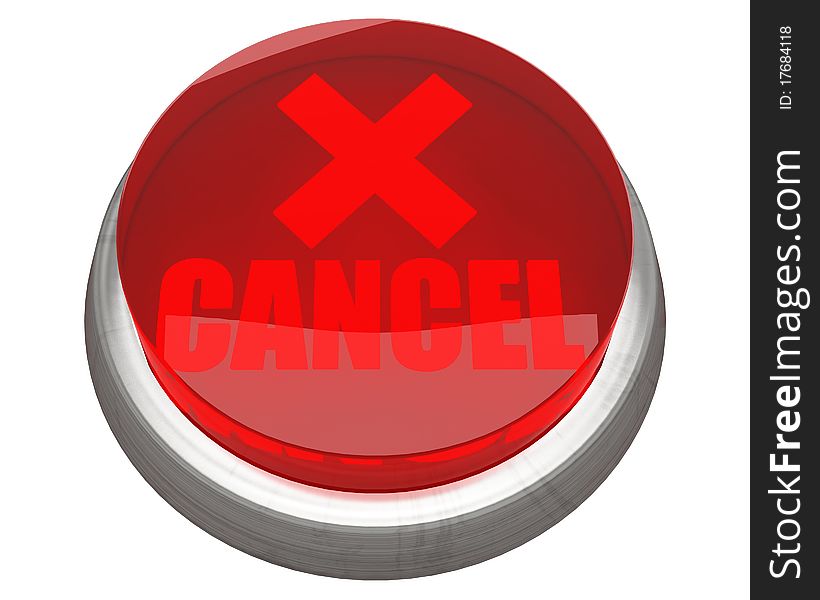 Bright red CANCEL button isolated on white background