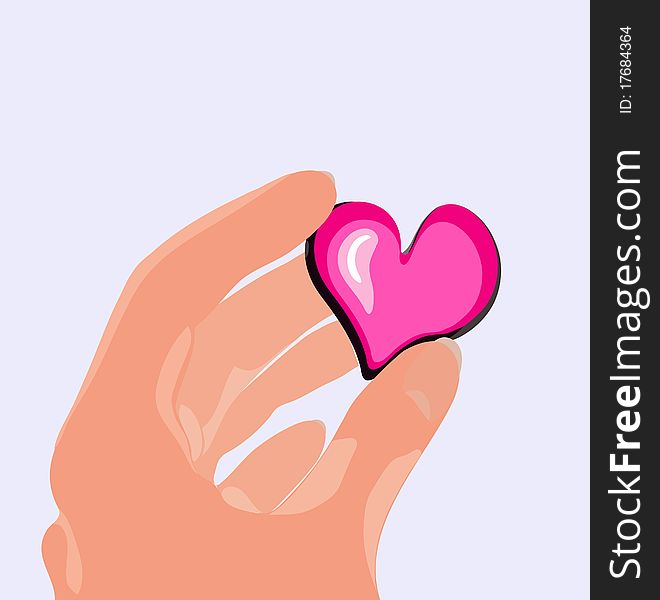 Vector illustration of the heart in the hand