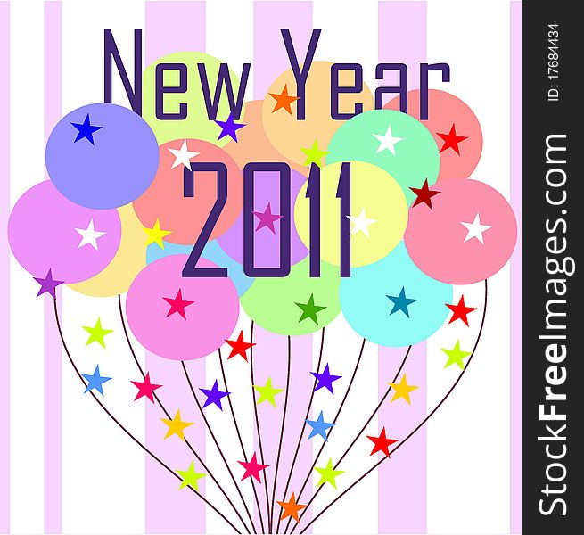 New year colorful card with baloons and greetings. New year colorful card with baloons and greetings
