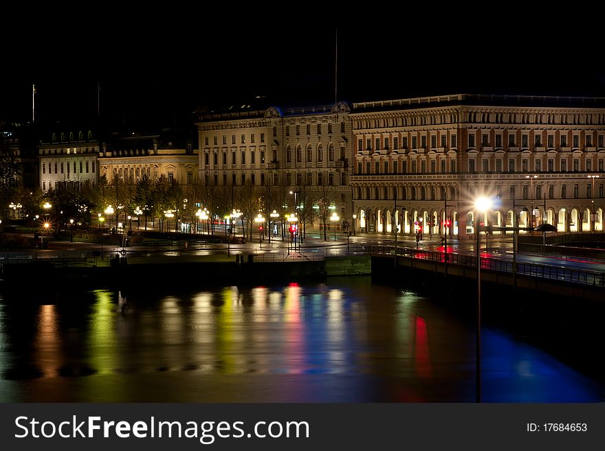 City Center Of Stockholm In Night