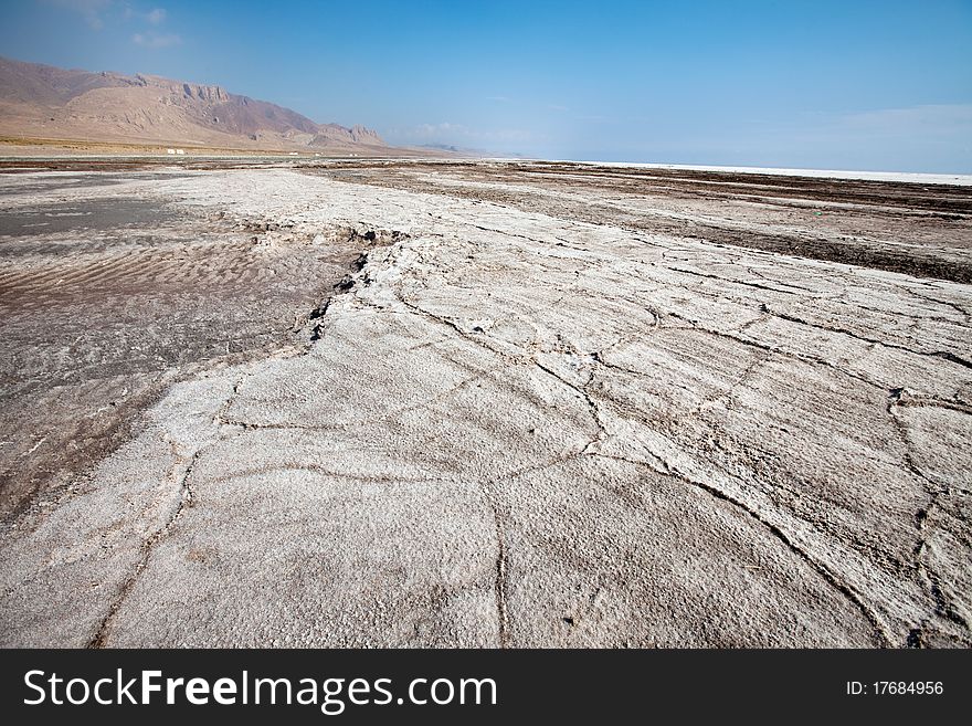 Salt lake in Iran. Magic coast.