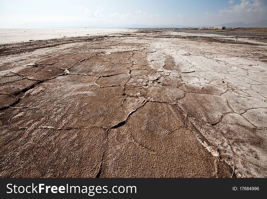 Salt lake in Iran. Magic coast.