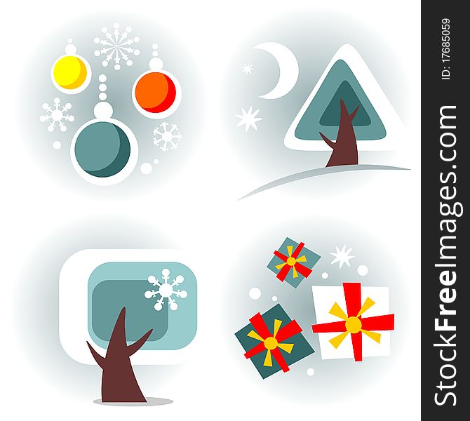 Christmas symbols set isolated on a white background. Christmas symbols set isolated on a white background.