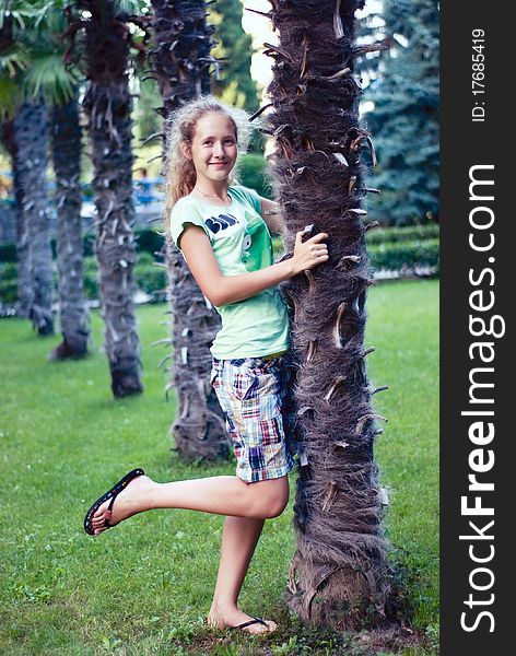 A young girl in park