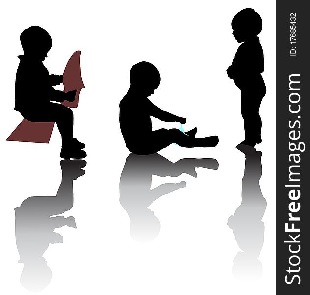 Three silhouettes of small kids