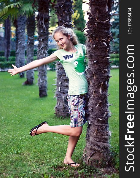 A young girl in park