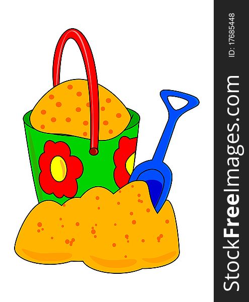 Children bucket beach illustration shovel toys. Children bucket beach illustration shovel toys