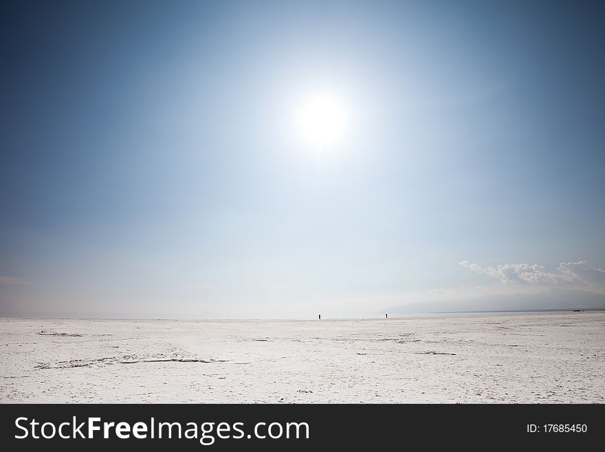 Salt lake in Iran. Magic coast.