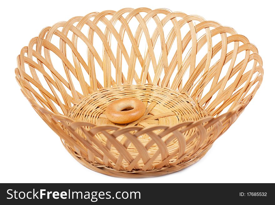Last ring-shaped bread in the basket. Last ring-shaped bread in the basket