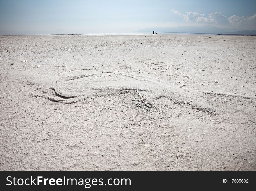 Salt lake in Iran. Magic coast.