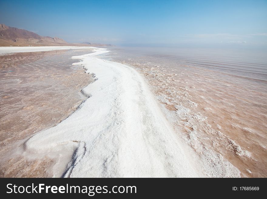 Salt lake in Iran. Magic coast.