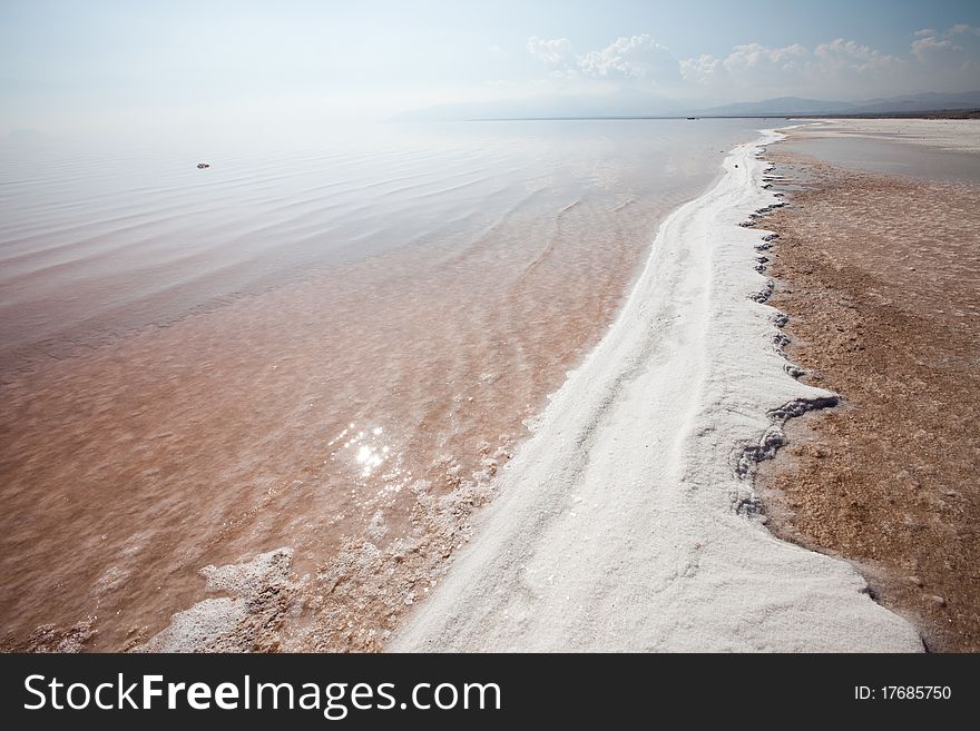 Salt lake in Iran. Magic coast.