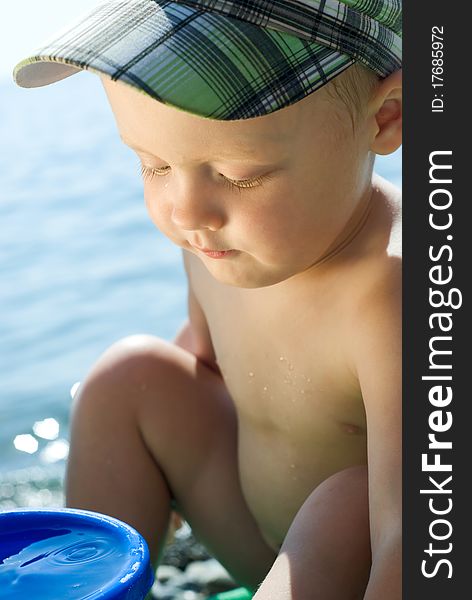 A little boy at the beach