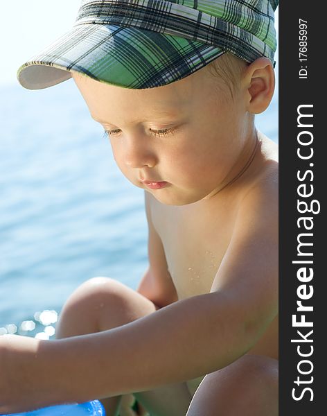 A little boy at the beach