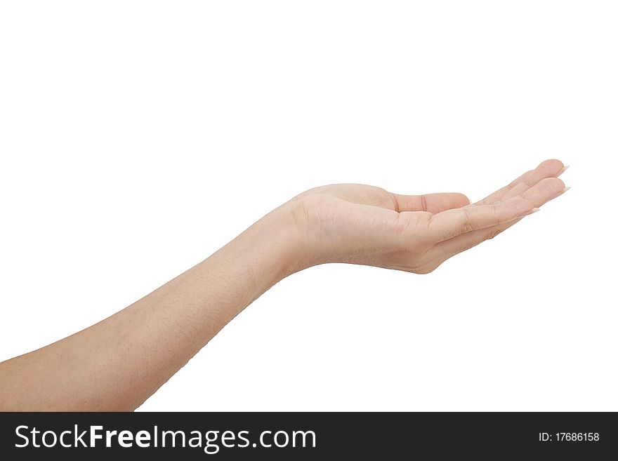 Isolated open woman hand on white background. Isolated open woman hand on white background