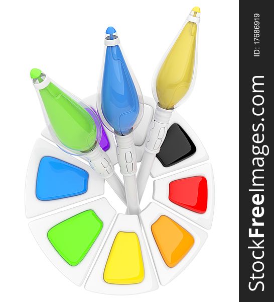 Electron paintbrush. Futuristic.  3D illustration.