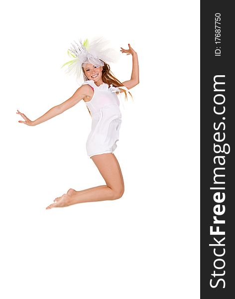 Young  Beautiful  Woman Jumping