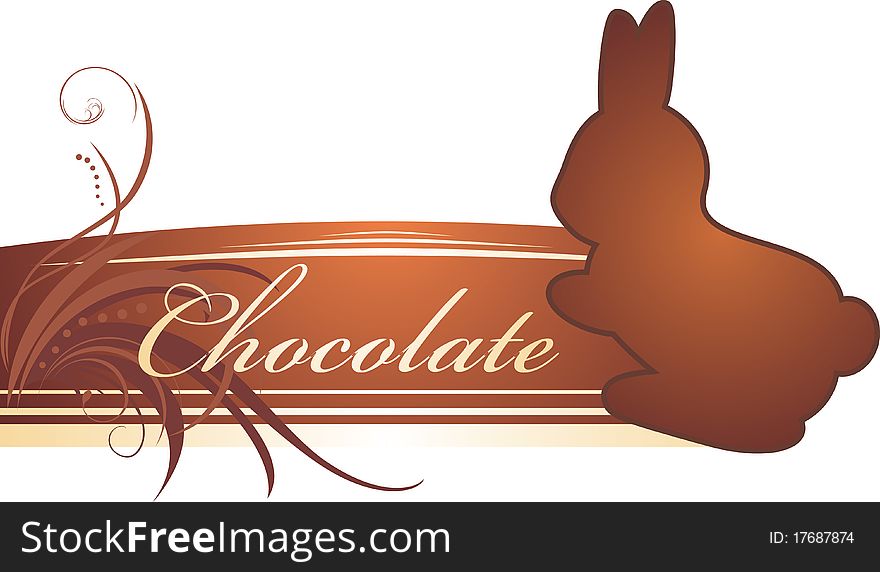 Chocolate rabbit. Decorative banner. Illustration. Chocolate rabbit. Decorative banner. Illustration