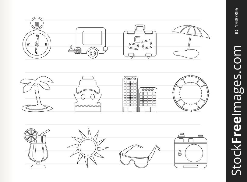 Travel, Holiday and Trip Icons - Vector Icon Set