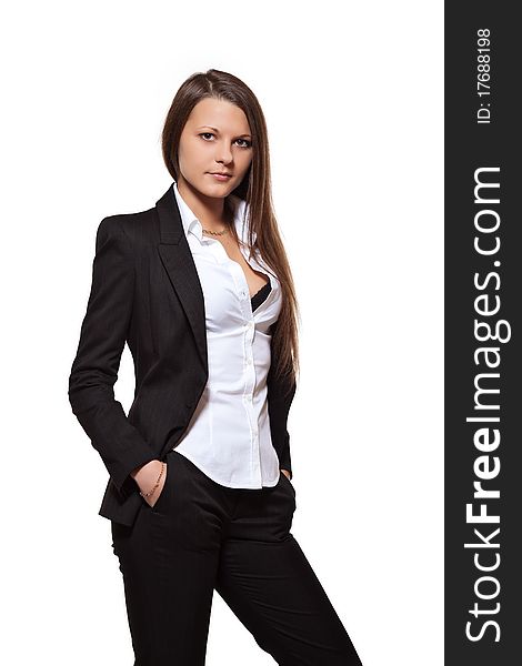 Business girl on white background