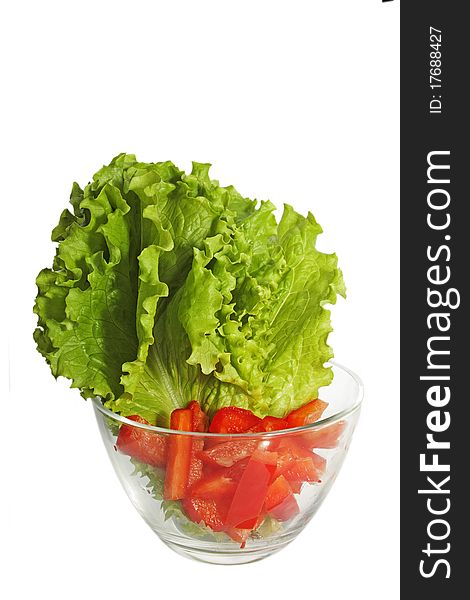 Lettuce and sweet red peppers