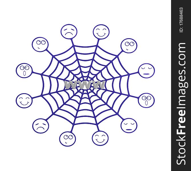 Abstract picture of a network with ridiculous smileys. Abstract picture of a network with ridiculous smileys