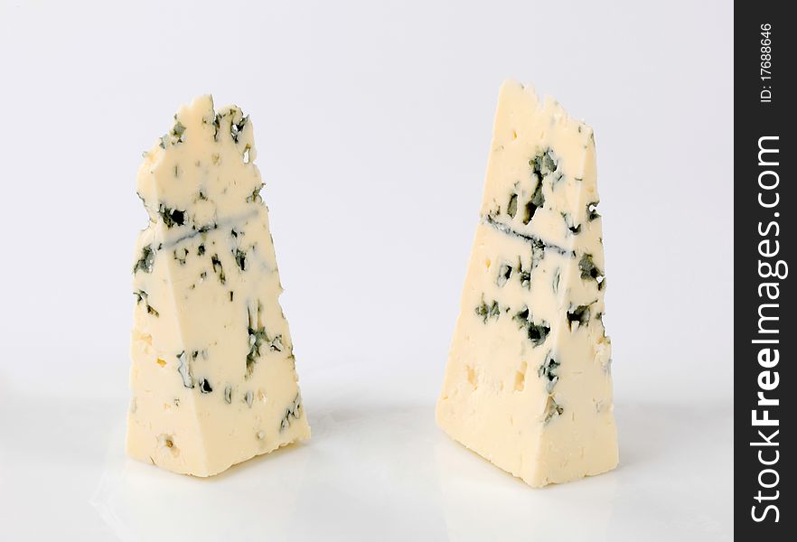 Blue cheese with veins of green mold