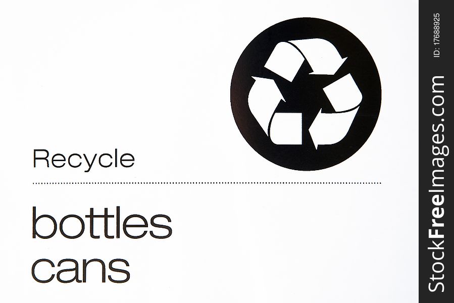 Recycle bottles and cans sign