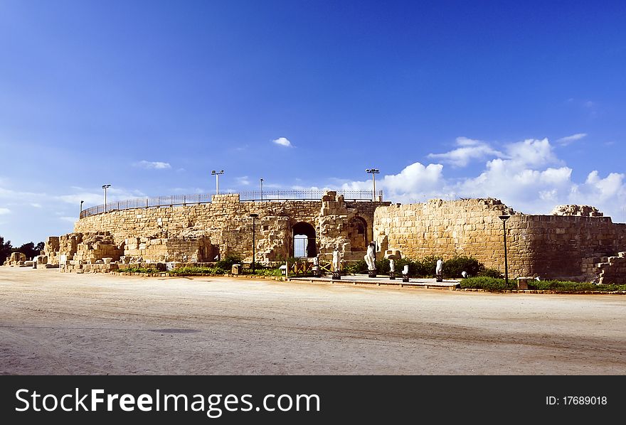 A view of the entrance to the old port of Caesarea