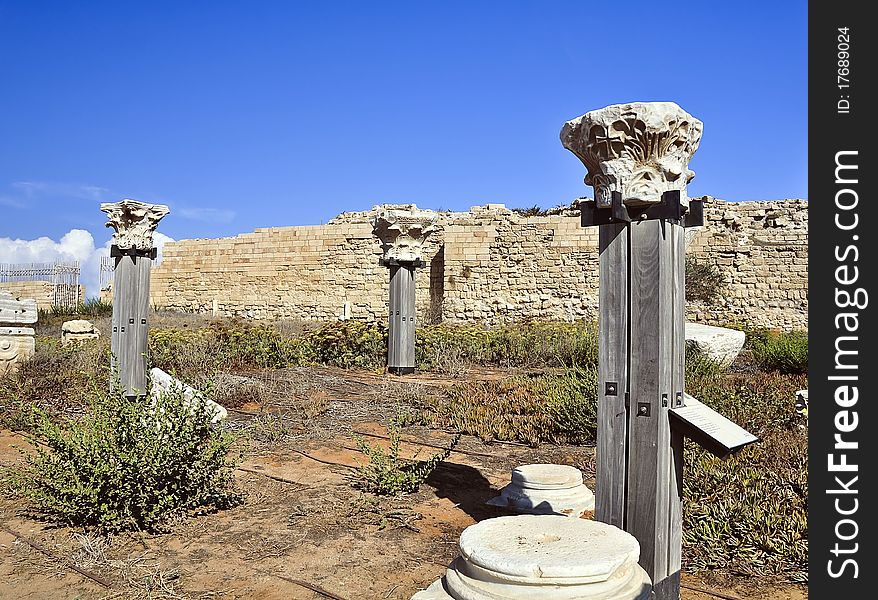 Remains of the Marble displayed at the Caesarea Port. Remains of the Marble displayed at the Caesarea Port