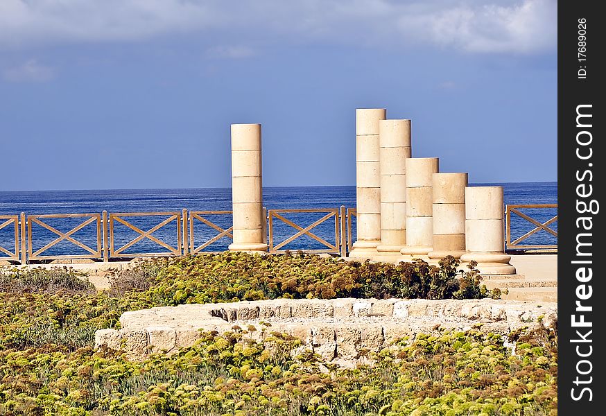 Caesarea Byzantine Pillars by the Red Sea