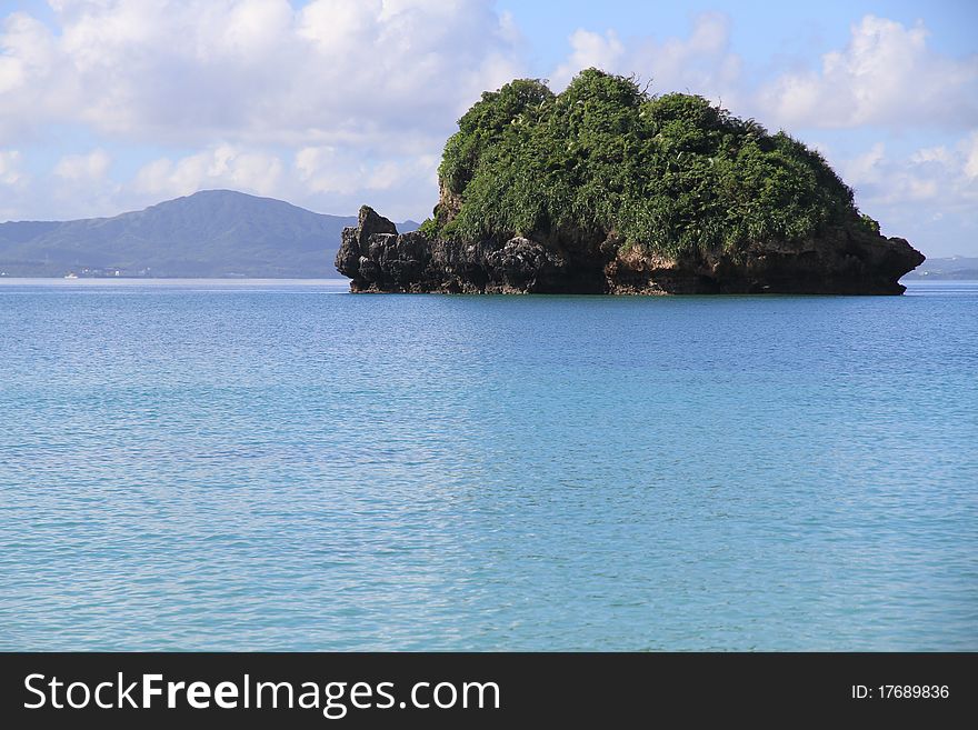 Volcanic rock in ocean, Okinawa, Japan. Volcanic rock in ocean, Okinawa, Japan