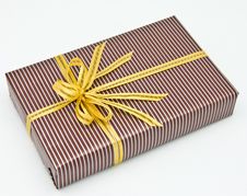 Black Gift Box With White Bar Attached Gold Ribbon Royalty Free Stock Photos Black Gift Box With White Bar Attached Gold Ribbon Royalty Free Stock Photos