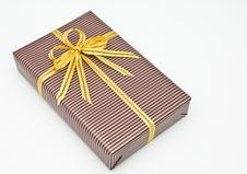 Black Gift Box With White Bar Attached Gold Ribbon Stock Photo Black Gift Box With White Bar Attached Gold Ribbon Stock Photo